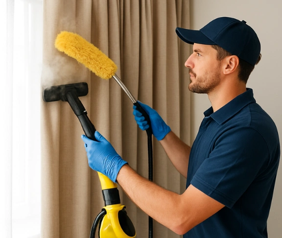 Trusted curtain steam cleaning technician Matty Curtain Cleaning larapinta QLD