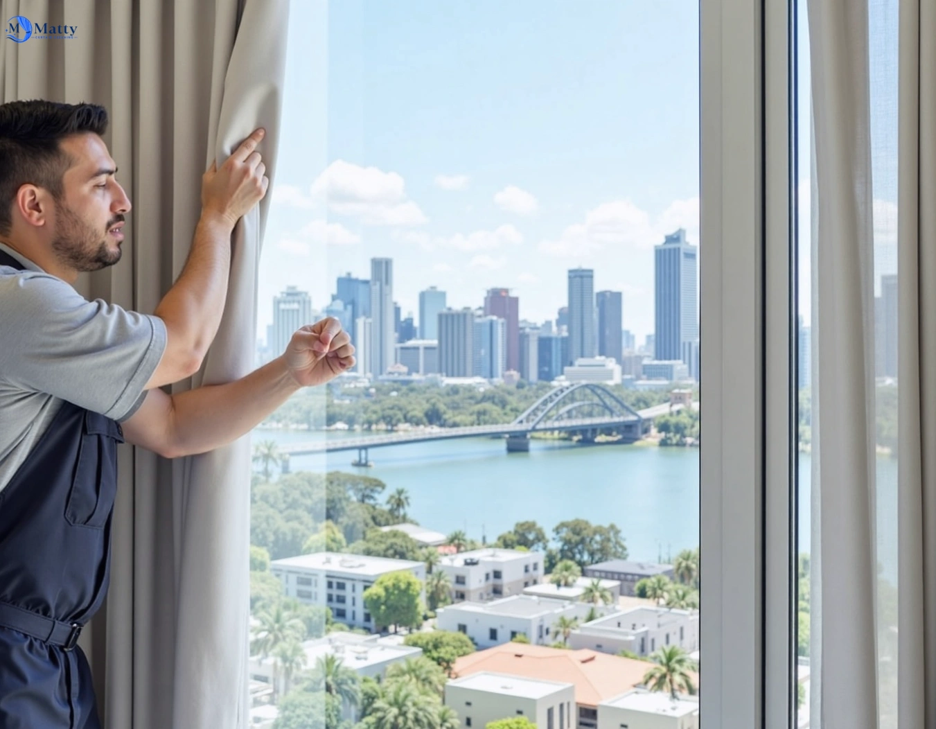 Professional curtain steam cleaning service larapinta QLD by Matty Curtain Cleaning
